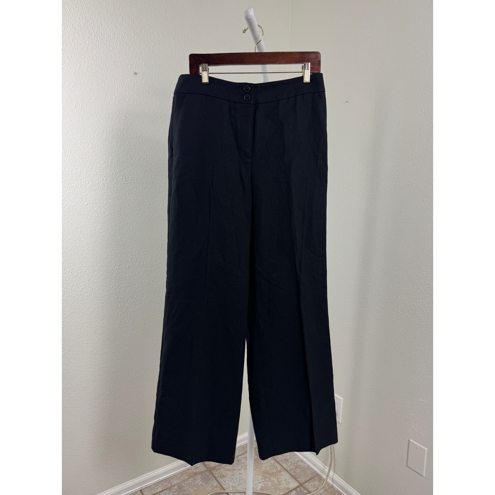 Talbots Greenwich Pant Womens 8 Black High Waist Wide Leg Trousers New NWT